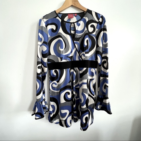 Oscar (Oscar de la Renta company) Blue top, ruffled sleeves - Picture 1 of 4